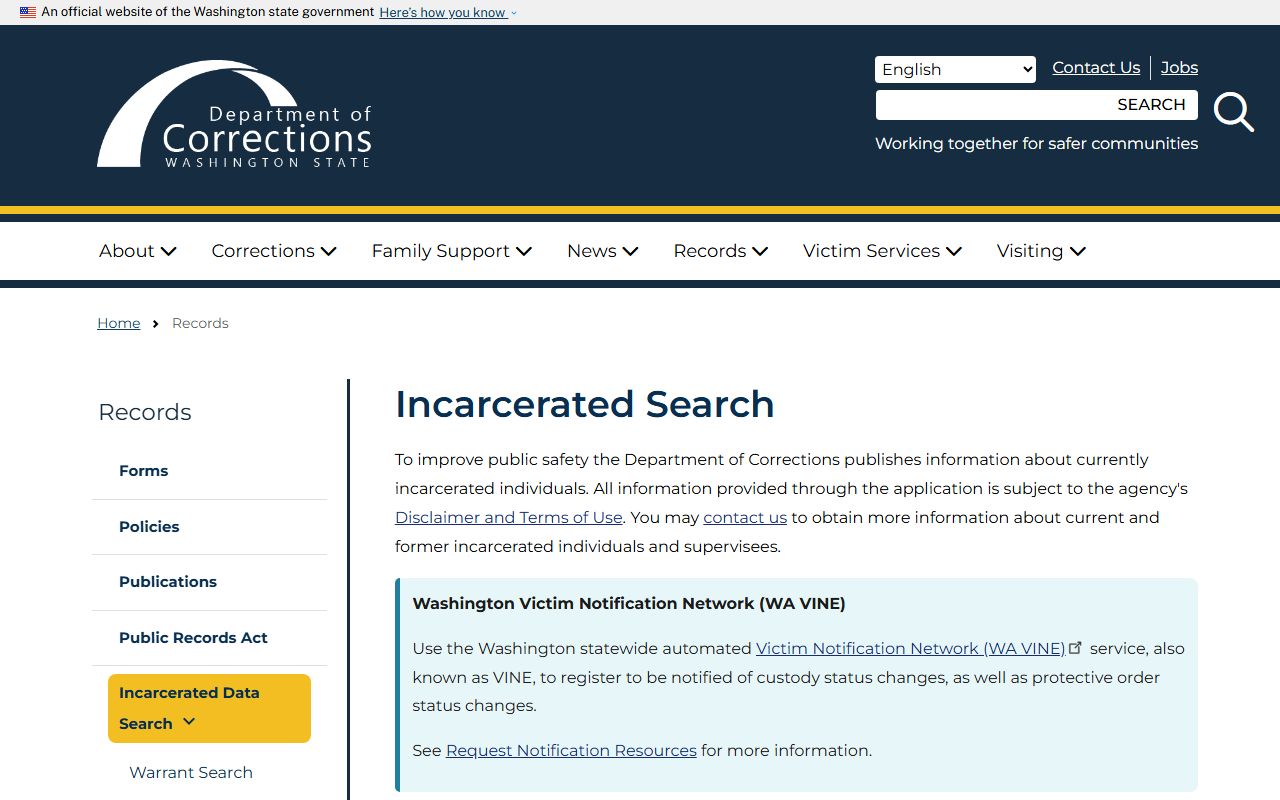 Washington DOC search for Klickitat County inmate population transfers to state custody